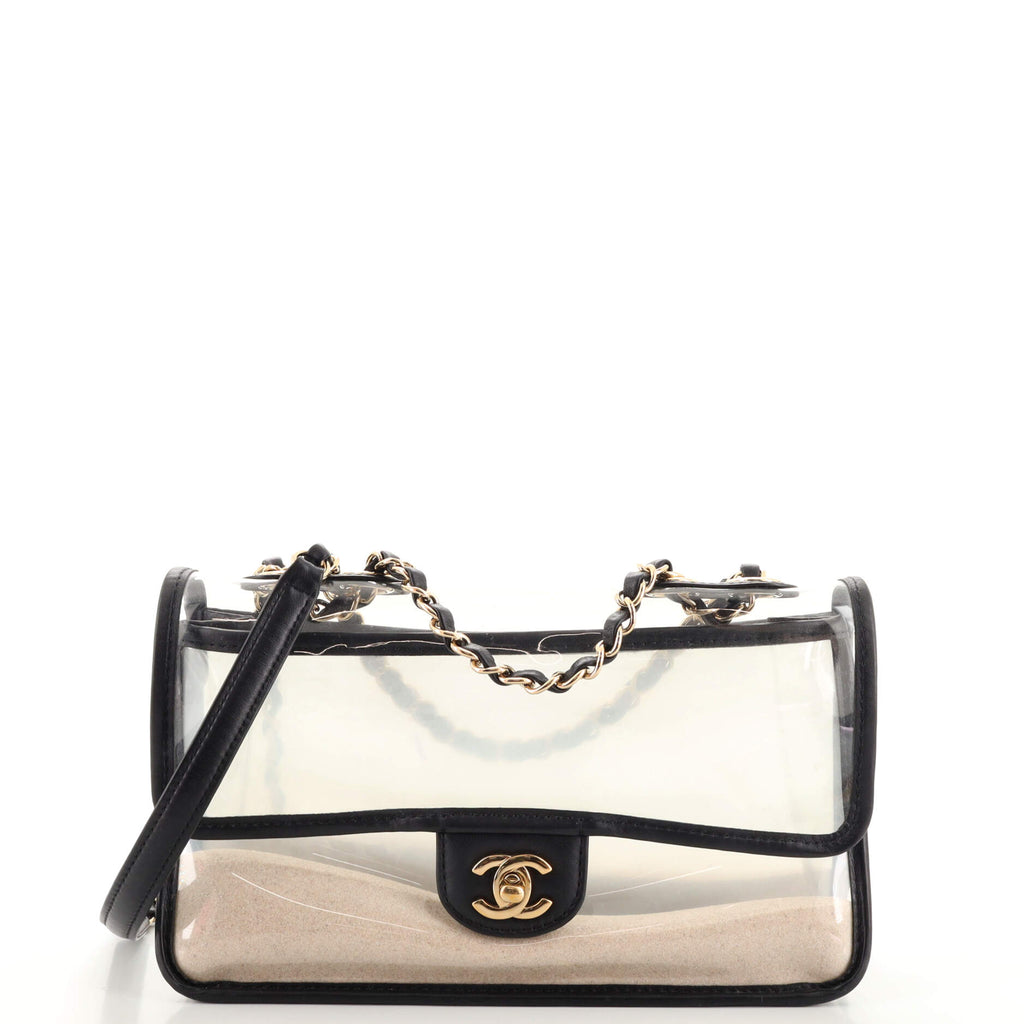 Chanel Sand By The Sea Flap Bag PVC with Lambskin Medium Black 18086537