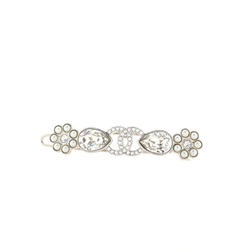 Chanel CC Hair Clip Barrette Metal with Crystal and Faux Pearls