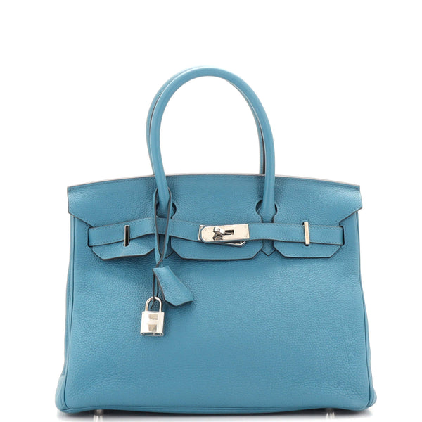 Hermès Birkin 30 Top Handle Bag 3 In 1 In Biscuit Togo Swift Canvas With  Palladium Hardware