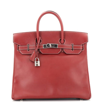 Hermes HAC Birkin Bag Red Chamonix with Palladium Hardware 32