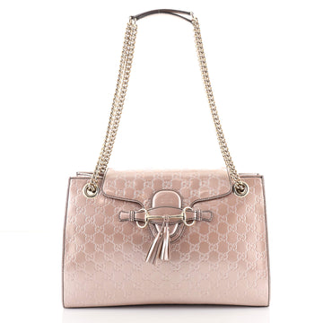 Gucci Emily Chain Flap Shoulder Bag Guccissima Patent Large