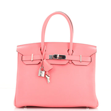 Hermes Birkin Handbag Pink Clemence with Palladium Hardware 30