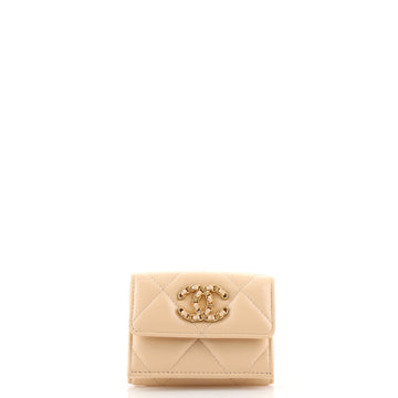 Chanel 19 Trifold Flap Wallet Quilted Lambskin Small