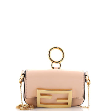 Fendi FF Chain Baguette Charm Bag Leather Nano