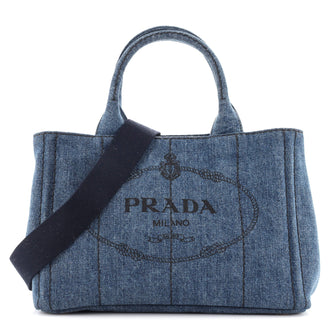 Prada Canapa Convertible Tote Denim Mini