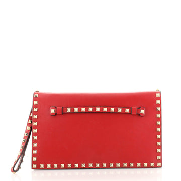 Valentino Garavani Rockstud Flap Clutch Leather