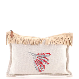 Hermes Tipi Flat Pouch Printed Toile with Suede MM