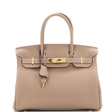 Hermes Birkin Handbag Grey Togo with Gold Hardware 30