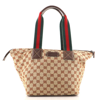 Gucci Web Zip Tote GG Canvas Large