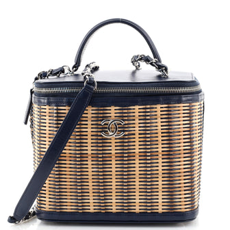 Chanel Take Away Vanity Case Rattan and Calfskin Medium