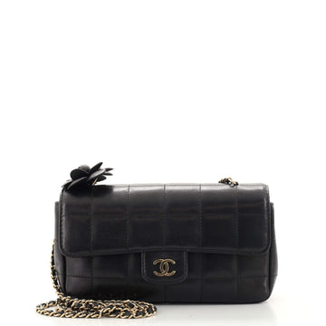 Chanel Camellia Chocolate Bar Flap Bag Quilted Lambskin Mini