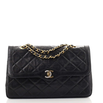 Chanel Vintage Two Tone CC Flap Bag Quilted Lambskin Medium