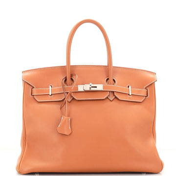 Hermes Birkin Handbag Brown Swift with Palladium Hardware 35