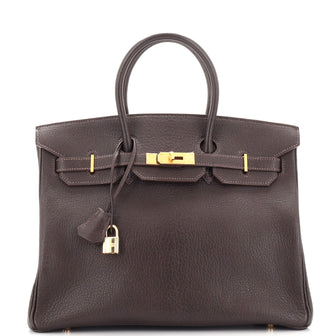 Hermes Birkin Handbag Brown Chevre de Coromandel with Gold Hardware 35