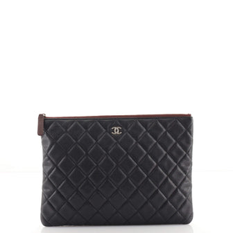 Chanel O Case Clutch Quilted Caviar Medium