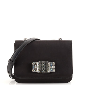 Salvatore Ferragamo Joanne Cocktail Shoudler Bag Satin with Crystals Mini