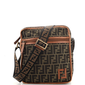 Fendi Zip Around Messenger Bag Zucca Canvas Medium
