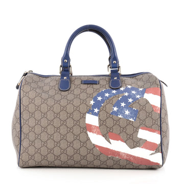 Gucci Flag Boston Bag GG Coated Canvas Medium Brown 1809801
