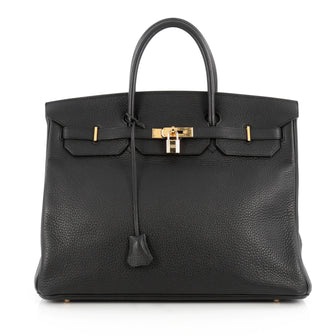 Hermes Birkin Handbag Black Togo with Gold Hardware 40 Black 1809901