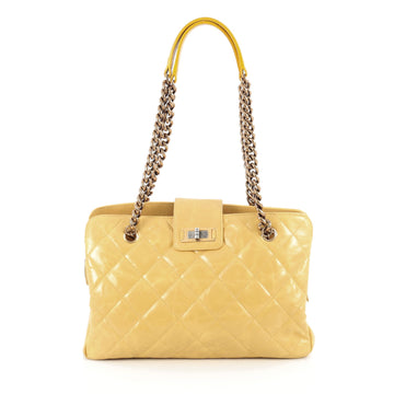 Chanel Reissue Zip Satchel Quilted Glazed Calfskin Medium Yellow 1810001
