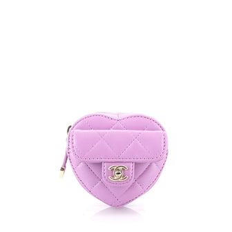 Chanel CC in Love Heart Arm Zip Coin Purse Quilted Lambskin