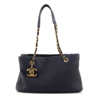 Chanel Medallion Charm Tote Chevron Wrinkled Lambskin Medium