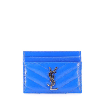 Saint Laurent Classic Monogram Card Holder Matelasse Chevron Patent