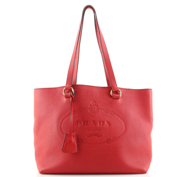 Prada Embossed Logo Open Tote Vitello Daino Medium