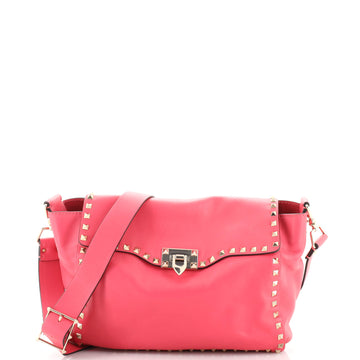 Valentino Garavani Rockstud Top Flap Messenger Bag Leather Large