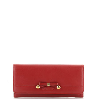 Prada Bow Flap Wallet Saffiano Leather Long