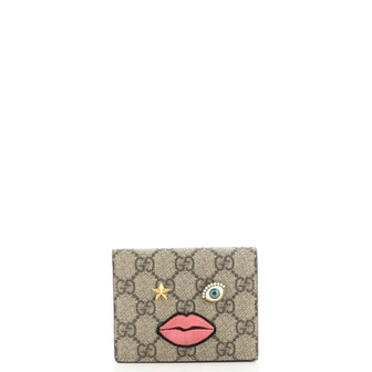 Gucci Flap Card Case GG Coated Canvas with Applique
