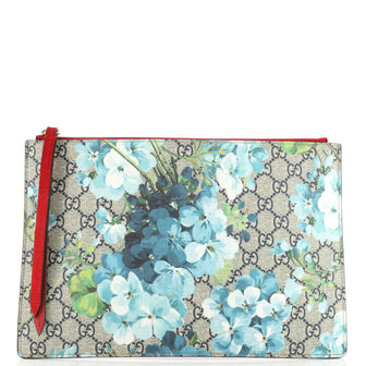 Gucci Zipped Pouch Blooms Print GG Coated Canvas Large