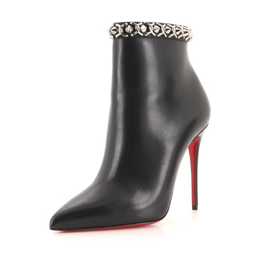 Christian Louboutin Women's Booty Chain Ankle Boots Embellished Leather