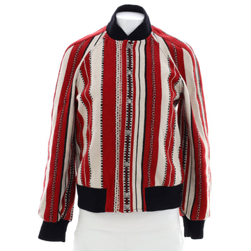 Saint Laurent Women's Striped Bomber Jacket Wool Blend