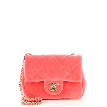 Chanel Pearl Crush Square Flap Bag Quilted Velvet with Crystal Detail Mini