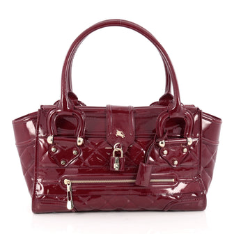 Burberry Manor Bag Quilted Patent Large Red 1811802