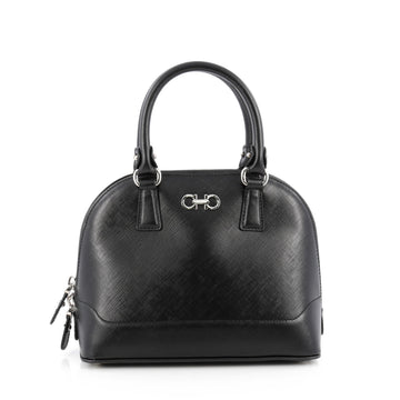 Salvatore Ferragamo Darina Convertible Satchel Crosshatch Calfskin Mini Black 1811903