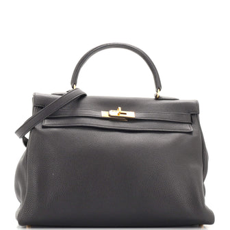 Hermes Kelly Handbag Black Togo with Gold Hardware 35