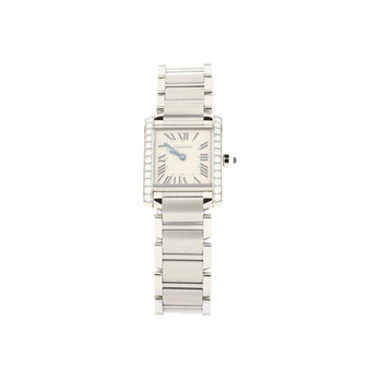 Cartier Tank Francaise Quartz Watch Stainless Steel with Diamond Bezel 20