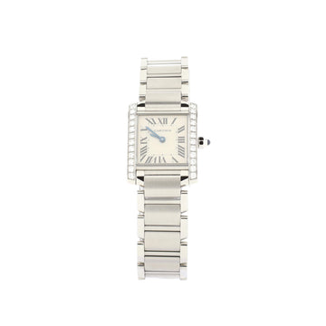 Cartier Tank Francaise Quartz Watch Stainless Steel with Diamond Bezel 20