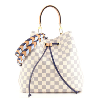 Louis Vuitton NeoNoe Handbag Damier with Braided Detail MM White
