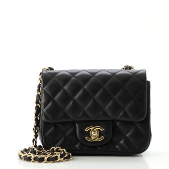 Chanel Square Classic Single Flap Bag Quilted Lambskin Mini