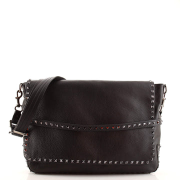 Valentino Garavani Rockstud Flap Messenger Bag Leather Large