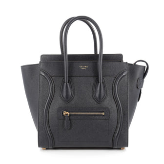 Celine Luggage Handbag Grainy Leather Micro Blue 1812501