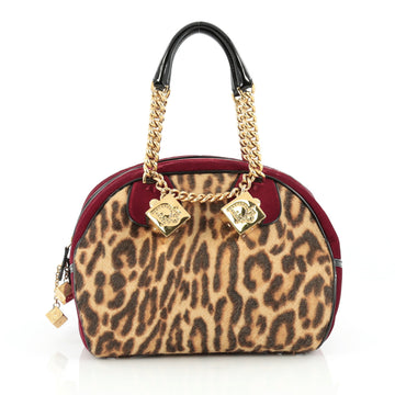 Christian Dior Gambler Dice Bowler Bag Pony Hair with Velvet Large Brown