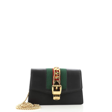 Gucci Sylvie Chain Shoulder Bag Leather Super Mini