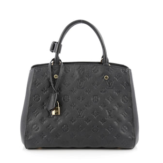 Louis Vuitton Montaigne Handbag Monogram Empreinte Leather MM Black 1813601