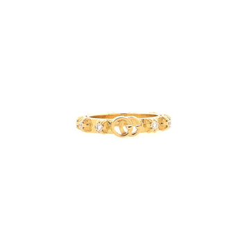 Gucci GG Studded Running Band Ring 18K Yellow Gold and Diamonds
