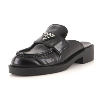 Prada Women's Triangle Logo Loafers Spazzolato Leather