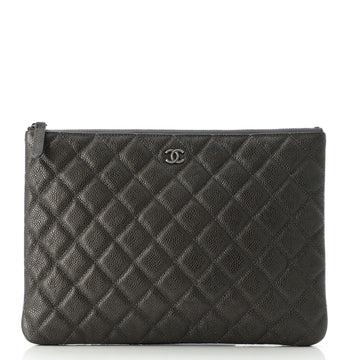 Chanel O Case Clutch Quilted Caviar Medium